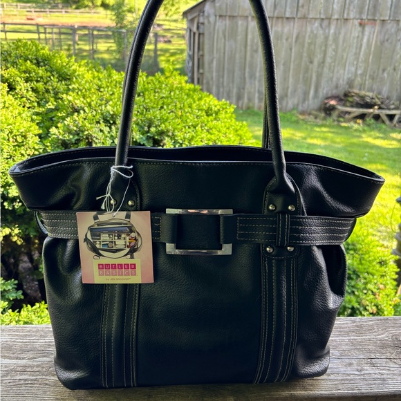 Butler Basics Black Tote Bag with Silver Buckle NWT - Picture 1 of 8